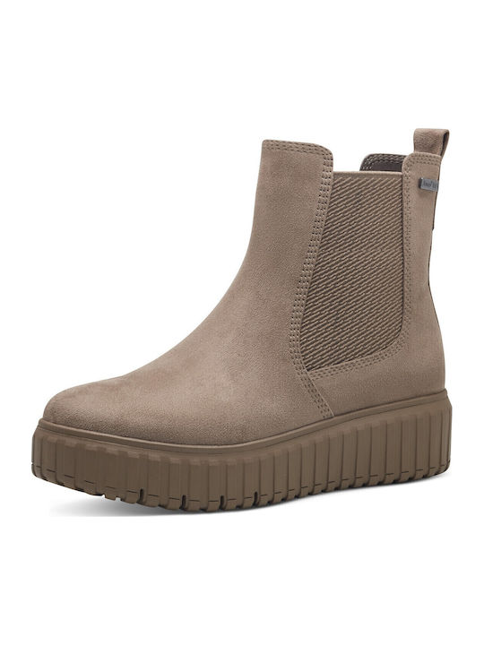 Suede Women's Ankle Boots Beige
