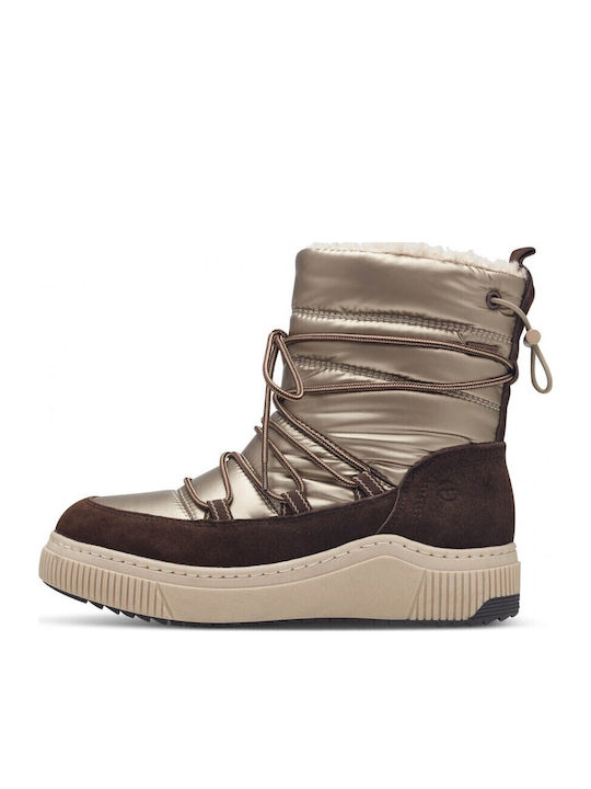 Leder Damenstiefel mit hohem Absatz Braun
