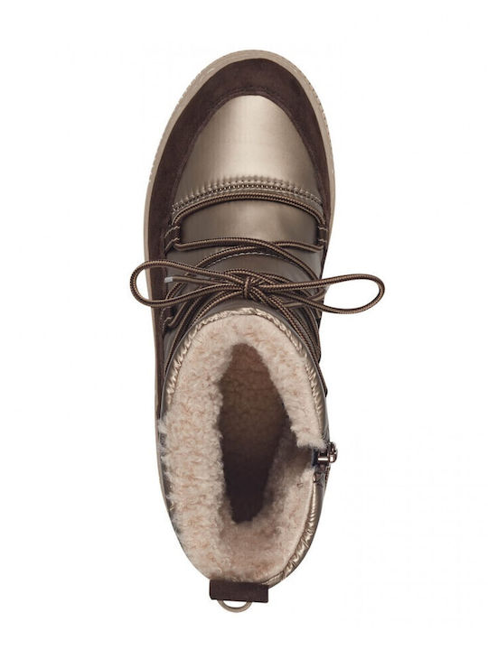 Leder Damenstiefel mit hohem Absatz Braun