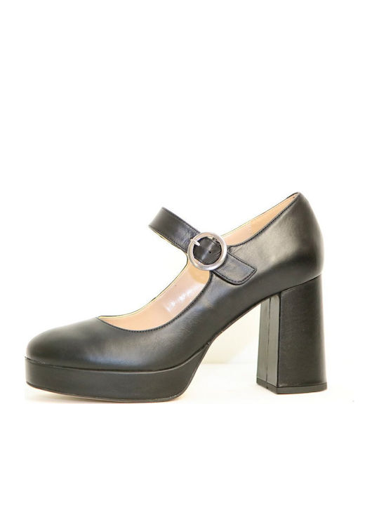 Pantofi cu toc cu Curea Negre