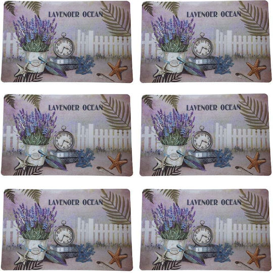 Set Plate Coasters Serving Meals Pufo Lavender World Design 6 Pieces