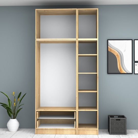 Dreifachtür Kleiderschrank Ricardo mit Aufsatz Natural Beech 120x51.8x240cm