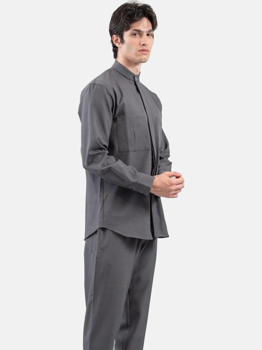 Herrenhemden Langärmeliges Overshirt Grau