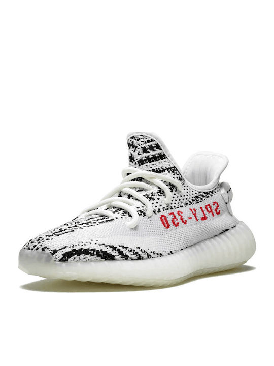 Yeezy Boost 350 V2 Adidași Pentru Bărbați Albi / Negru De Bază / Roșii