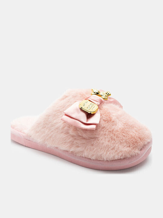 Winter Damen Hausschuhe mit Fell Rosa