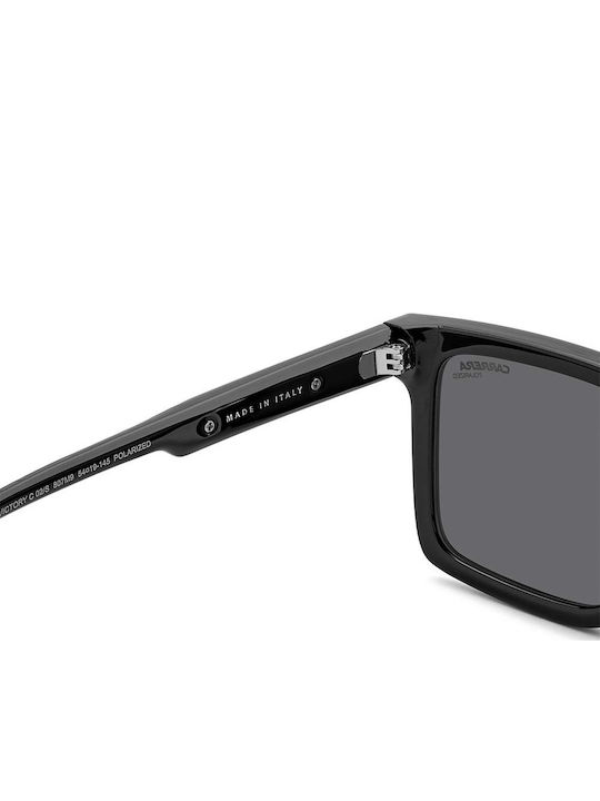 Carrera Men's Sunglasses with Black Horn-Rimmed Frame and Grey Polarized Lenses 02/S 807/M9