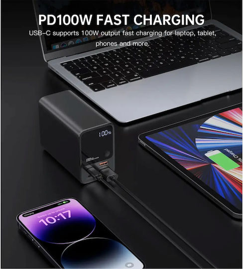 Choetech B635BK Power Bank 27000mAh 22.5W cu 2 Porturi USB-A și 2 Porturi USB-C Negru