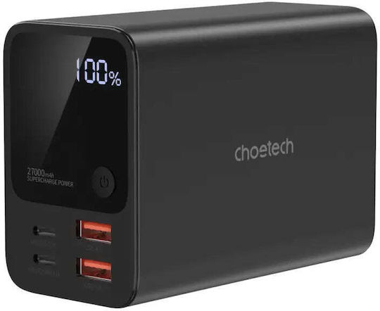 Choetech B635BK Power Bank 27000mAh 22.5W cu 2 Porturi USB-A și 2 Porturi USB-C Negru