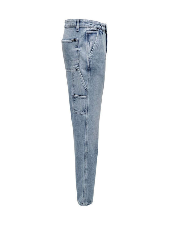 Ανδρικό Παντελόνι Τζιν με Regular Straight Εφαρμογή Light Blue Denim