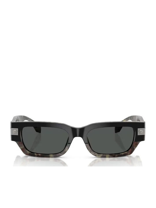 Versace Men's Sunglasses with Brown Tartaruga Plastic Frame and Gray Lens