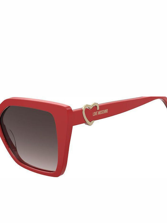 Moschino Unisex Γυαλιά Ηλίου με Κόκκινο Κοκκάλινο Σκελετό και Γκρι Ντεγκραντέ Φακό MOL067/S C9A/9O