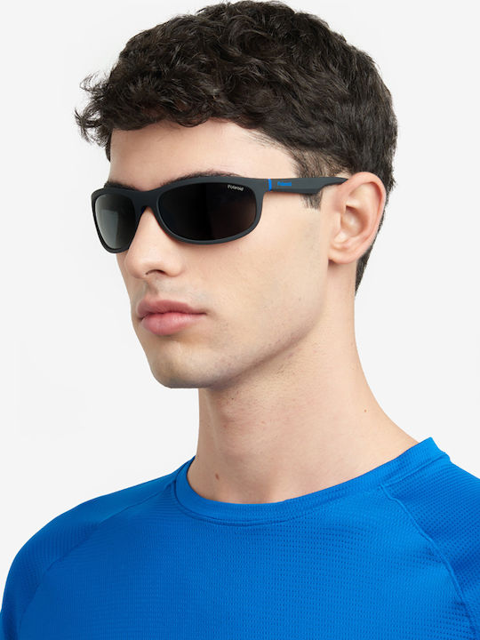 Polaroid Men's Sunglasses with Black Plastic Frame and Black Lens