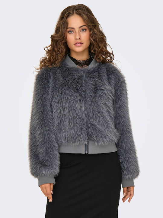 Only Women's Short Fur Gray