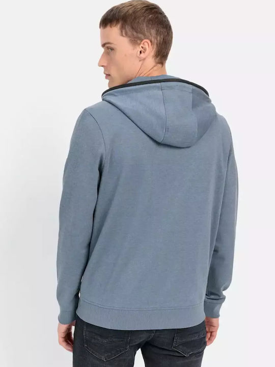 Men's Cardigan with Buttons and Hood Blue