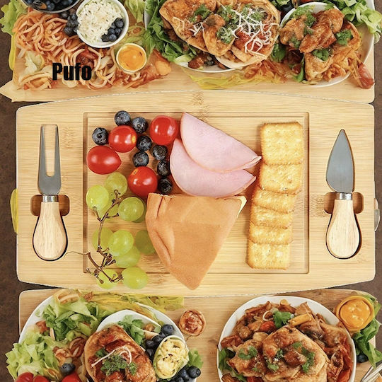 Bamboo Platter Presenting Serving Cheeses Pufo Cheese 2 Included Accessories 33 Cm