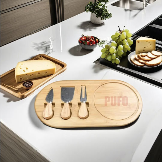 Bamboo Platter Presenting Serving Cheeses Pufo Cheese 2 Included Accessories 33 Cm