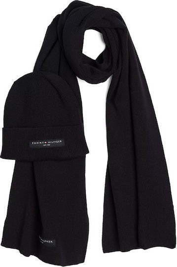 Masculin Set cu Căciulă Tricotat în culoarea Negru