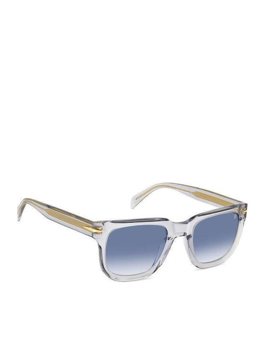 David Beckham Unisex Sunglasses with Transparent Plastic Frame and Blue Gradient Lens DB 7118/S 63M/08