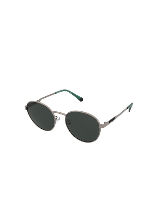 Polaroid Men's Sunglasses with Silver Metal Frame and Green Polarized Lens PLD 2144GSX 6LB