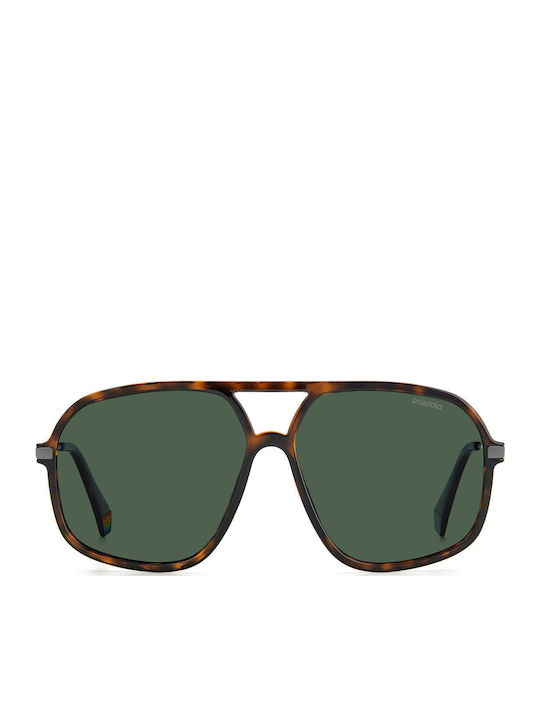 Polaroid Men's Sunglasses with Brown Tartaruga Frame and Green Lens PLD6182/S 086/UC