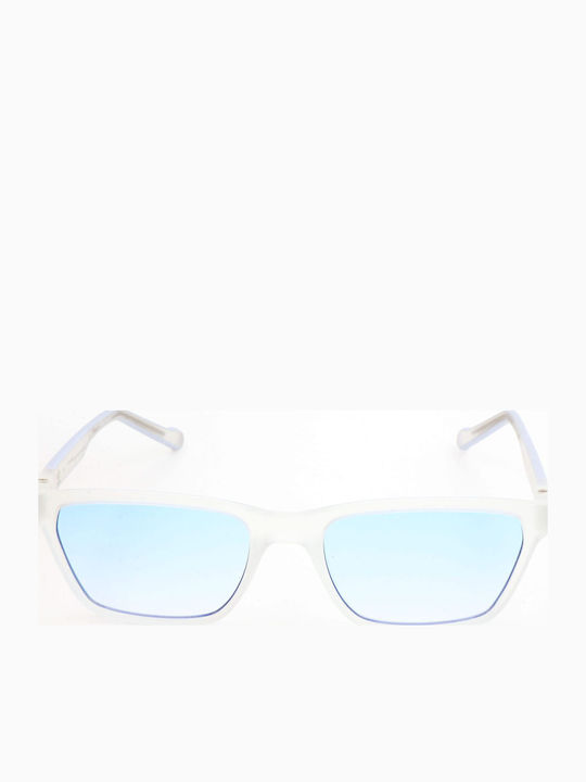adidas Unisex Sunglasses with White Plastic Frame and Light Blue Gradient Lens