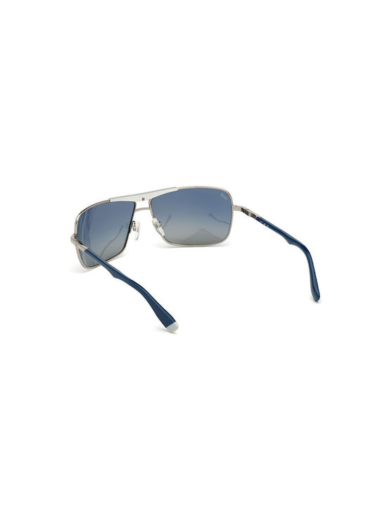 Web Men's Sunglasses with Silver Metal Frame and Blue Lens WE0280 14V