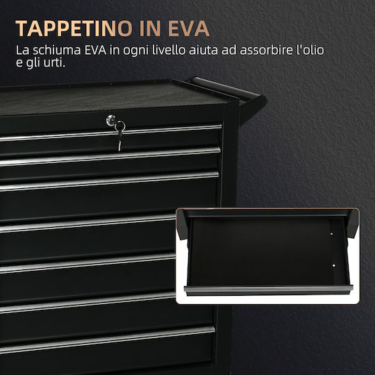 Durhand Cu roți Metal Căruță cu 7 Sertare L69xA33xÎ75cm