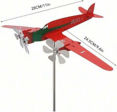 Red Airplane Decorative Garden Metal 28cmx32cm RED-6859887