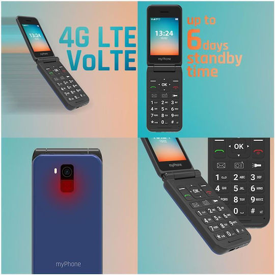 MyPhone Flip LTE Dual-SIM Handy mit Großen Tasten Blau