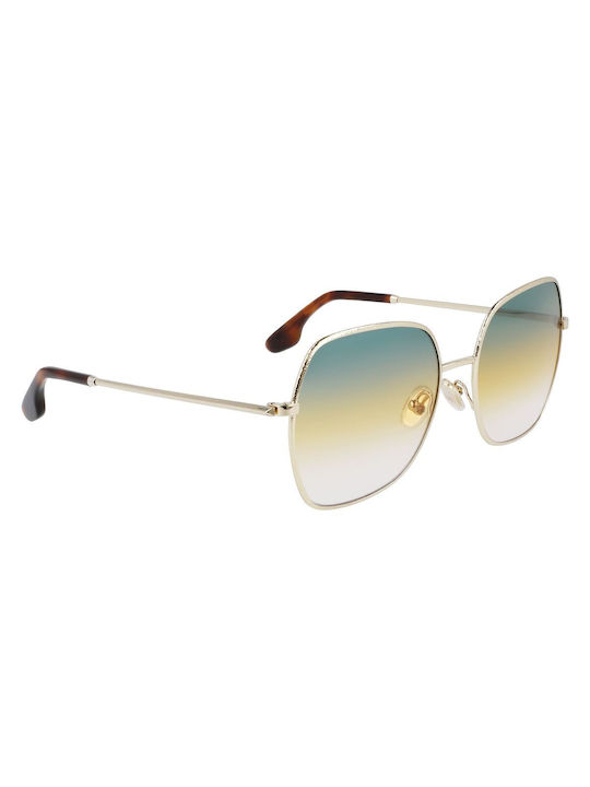 Victoria Beckham Women's Sunglasses with Gold Metal Frame and Multicolour Gradient Lens VB223S 727