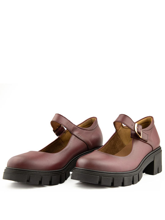 Ragazza Pantofi cu toc cu Curea Burgundy