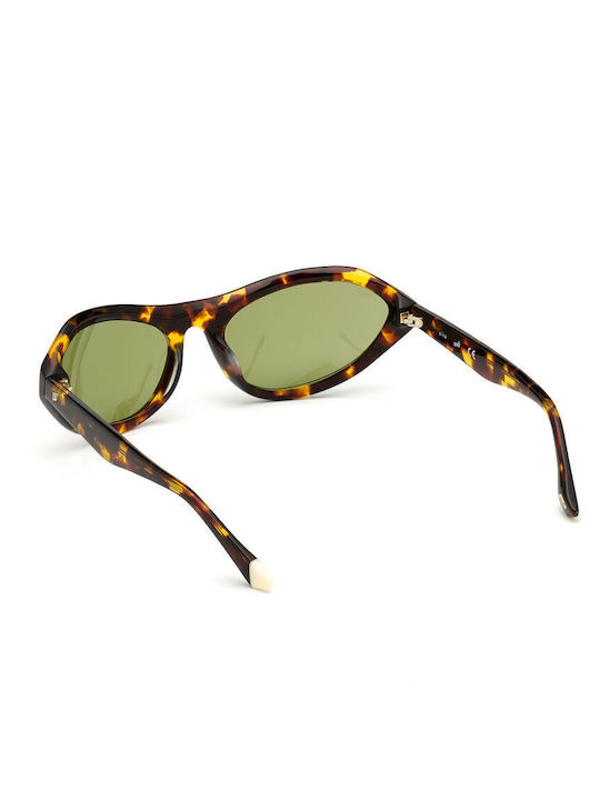 Web Women's Sunglasses with Brown Tartaruga Plastic Frame and Green Lens