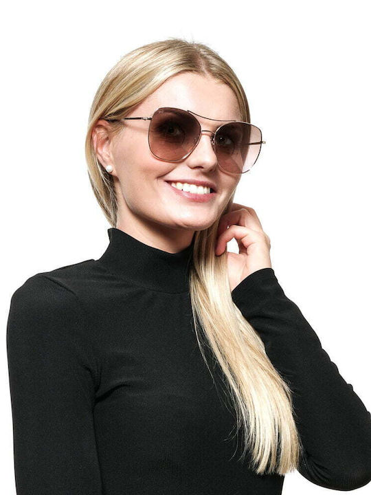 Web Unisex Sunglasses with Rose Gold Metal Frame and Pink Lens