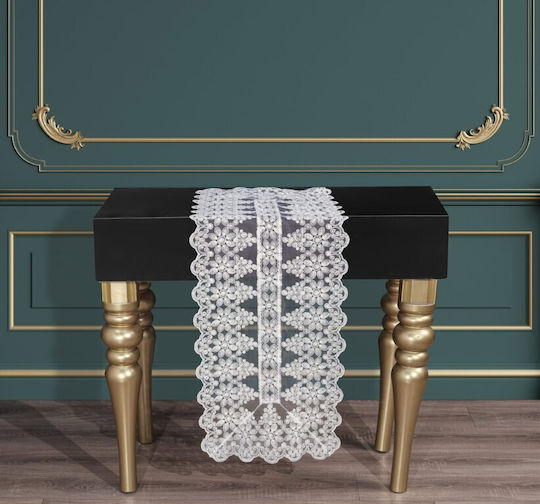 Liolios Home Ράνερ Lux Daisy-2 με Κέντημα Εκρού 45x140εκ.
