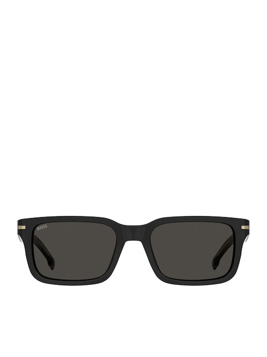 Boss Men's Sunglasses with Black Plastic Frame and Black Lens HG 1628/S 807/IR