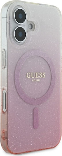 Guess Iml Glitter Gradient Magsafe Задна корица Пластмаса / Силикон Розов (iPhone 16 Plus)