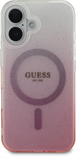 Guess Iml Glitter Gradient Magsafe Задна корица Пластмаса / Силикон Розов (iPhone 16 Plus)