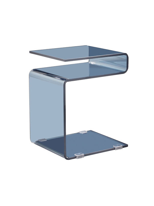 Rectangular Side Table Glasser Glass Light grey L42xW38xH48cm.