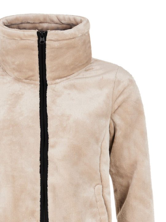Fleece Γυναικεία Ζακέτα με Φερμουάρ Bamboobeige