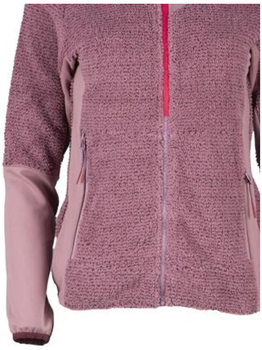 Fleece Γυναικεία Ζακέτα με Φερμουάρ Plum