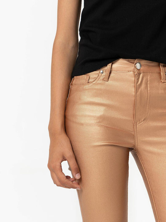 Women's Fabric Trousers Slim Fit Bronze