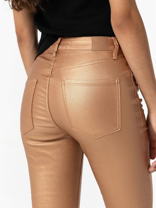 Women's Fabric Trousers Slim Fit Bronze