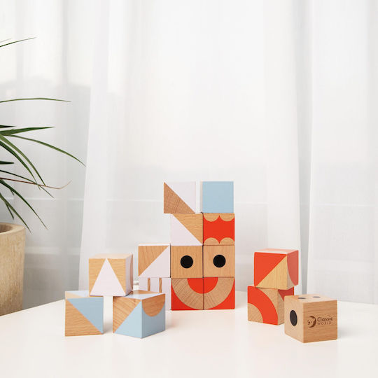 Classic World Geometric Wooden Building Blocks for 2+ Years 16 Pieces