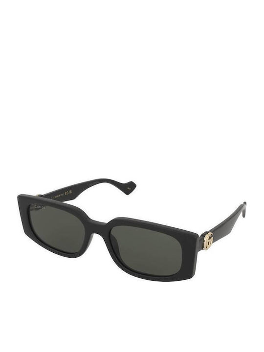 Gucci Woman Sunglasses with Black Horn-Rimmed Frame and Grey Lens