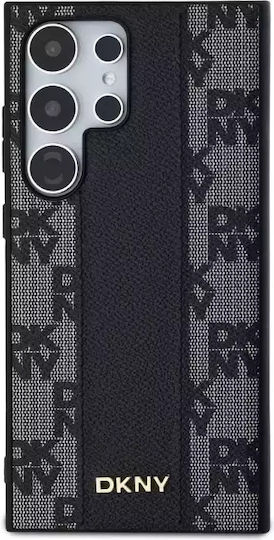 DKNY Pattern Back Cover Piele artificială / Piele Negru (Galaxy S24 Ultra)