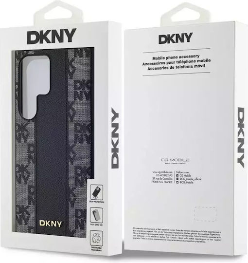DKNY Pattern Back Cover Piele artificială / Piele Negru (Galaxy S24 Ultra)
