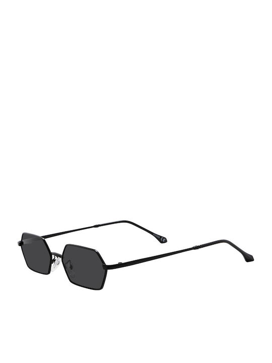 Amalfi Unisex Sonnenbrillen mit Schwarz Metallisch Rahmen und Schwarz Farbe Gläsern