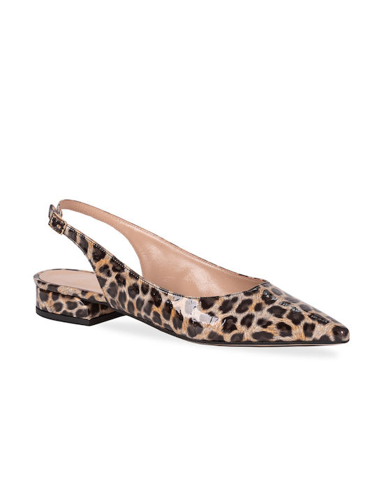 Mourtzi Damen Ballerinas Slingback aus Lackleder in Braun Farbe