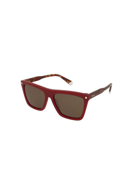 Polaroid Women's Sunglasses with Burgundy Plastic Frame and Brown Lens PLD4164/S/X LHF/SP