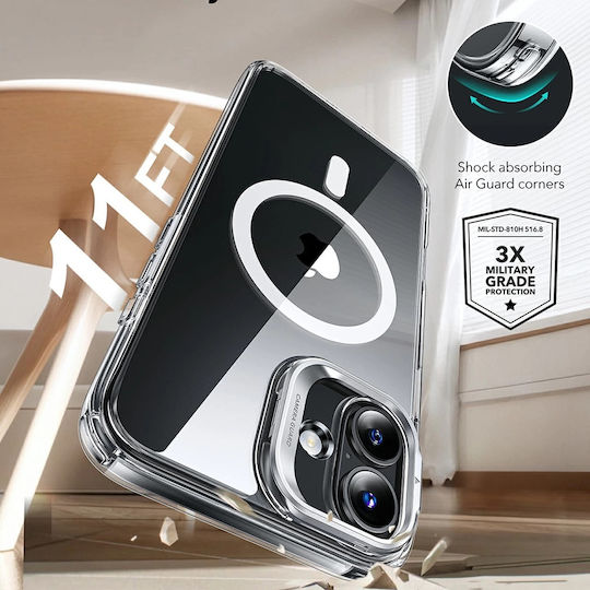 ESR Classic Hybrid Halolock Kickstand Umschlag Rückseite Kunststoff Transparent (iPhone 16)